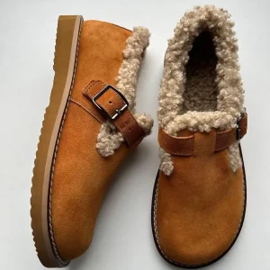 Anatomical Clogs Women Handmade Suede Winter Fur Lined
