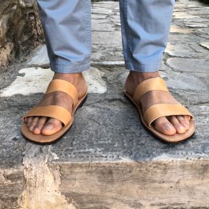 Mens Sandals Greek Leather Slide Summer Shoes Men