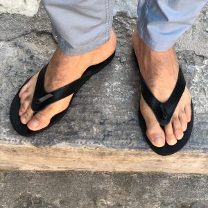 Mens Sandals Leather Flip Flops Handmade Black Summer