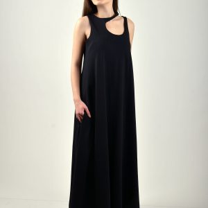 Long Summer Dress Women Maxi Black Loose Plus