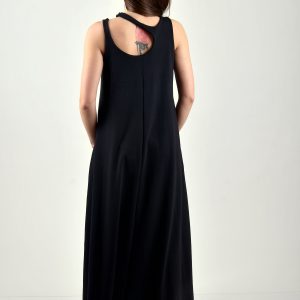 Long Summer Dress Women Maxi Black Loose Plus