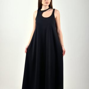 Long Summer Dress Women Maxi Black Loose Plus