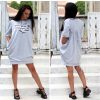 Women Oversize Dress Summer Midi Grey Casual Loose