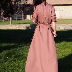 Utility Style Belted Shirt Dress Long Button Down