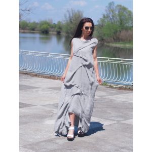 Extravagant Long Dress Women Maxi Linen Casual Spring