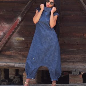 Women Maxi Summer Dress Long Denim Plus Size