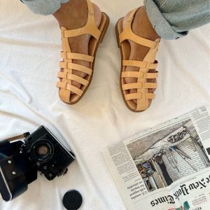 Men's Sandals Leather Gladiator Greek Summer Shoes.