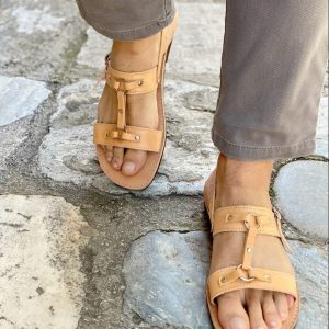 Men's Leather Slingback Sandals Black Greek Summer Shoes