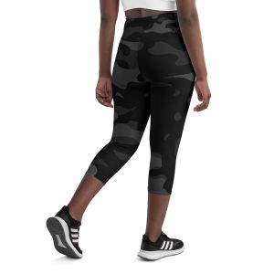 Black Camo Yoga Capri Leggings