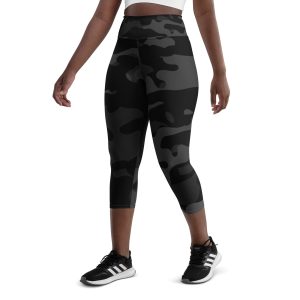 Black Camo Yoga Capri Leggings